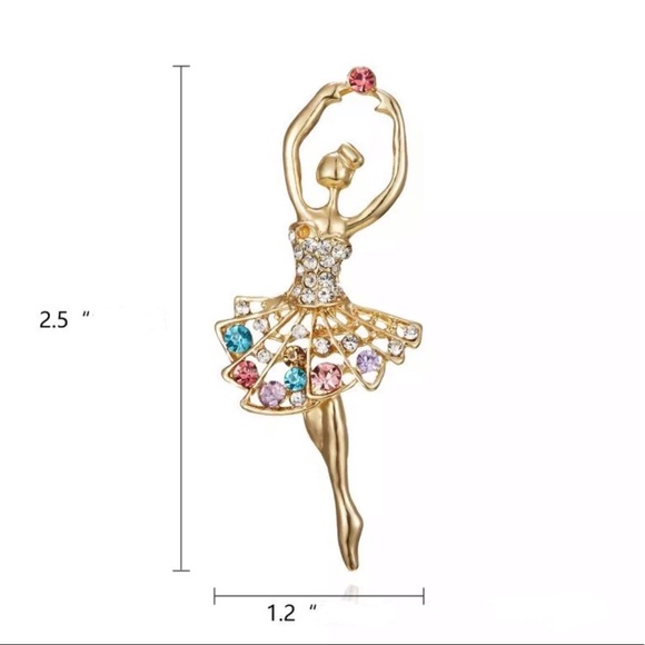 Vintage Jewelry - 🆕 Ballet Dancing Girl Rhinestone Brooch Pin